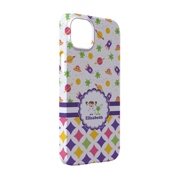 Custom Girl's Space & Geometric Print iPhone Case - Plastic - iPhone 14 Pro (Personalized)