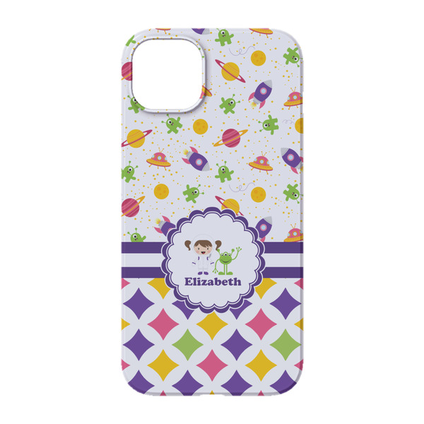 Girl's Space & Geometric Print iPhone 14 Pro Case - Back