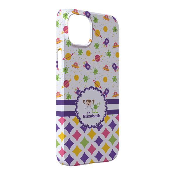Custom Girl's Space & Geometric Print iPhone Case - Plastic - iPhone 14 Pro Max (Personalized)