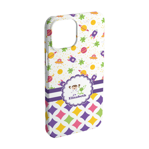 Custom Girl's Space & Geometric Print iPhone Case - Plastic - iPhone 15 (Personalized)