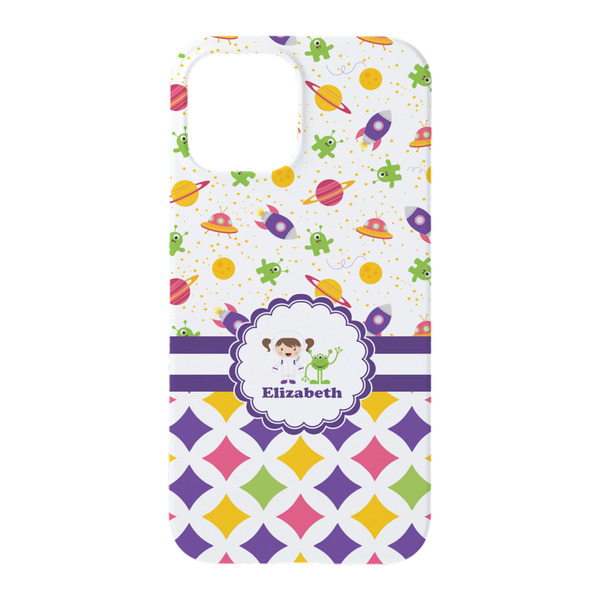 Girl's Space & Geometric Print iPhone 15 Case - Back
