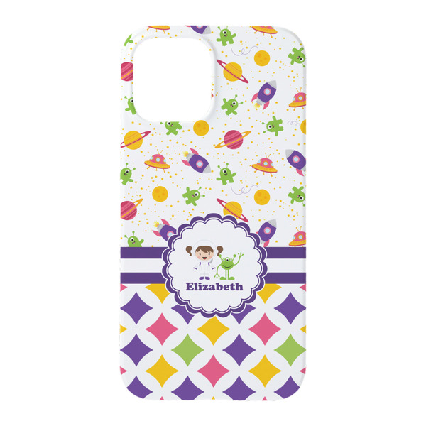 Girl's Space & Geometric Print iPhone 15 Pro Case - Back