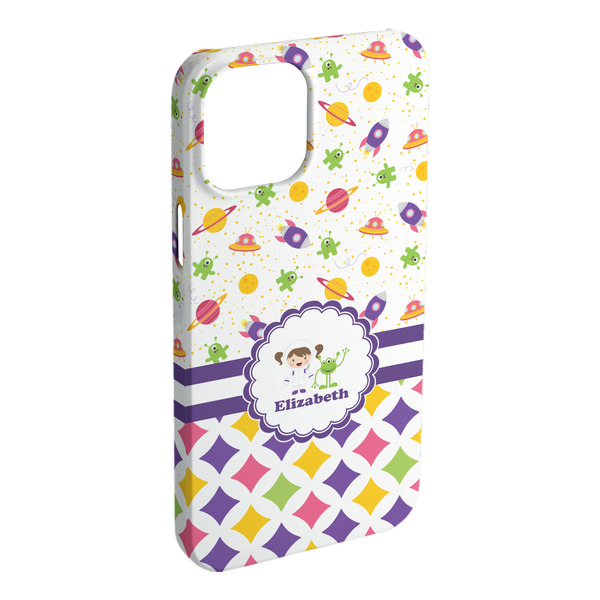 Custom Girl's Space & Geometric Print iPhone Case - Plastic - iPhone 15 Pro Max (Personalized)