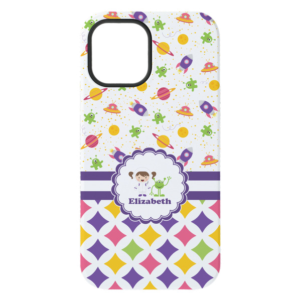 Girl's Space & Geometric Print iPhone 15 Pro Max Tough Case - Back