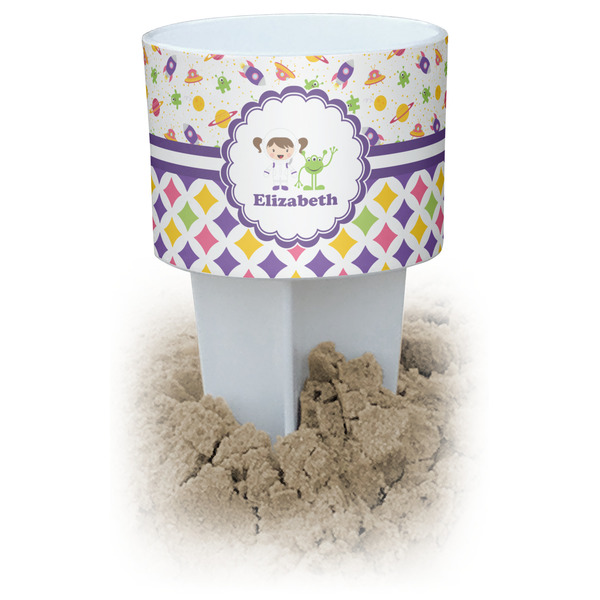 Custom Girl's Space & Geometric Print Beach Spiker Drink Holder (Personalized)