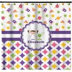 Girl's Space & Geometric Print Shower Curtain (Personalized)