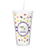 Girls Space Themed Double Wall Tumbler with Straw (Personalized)