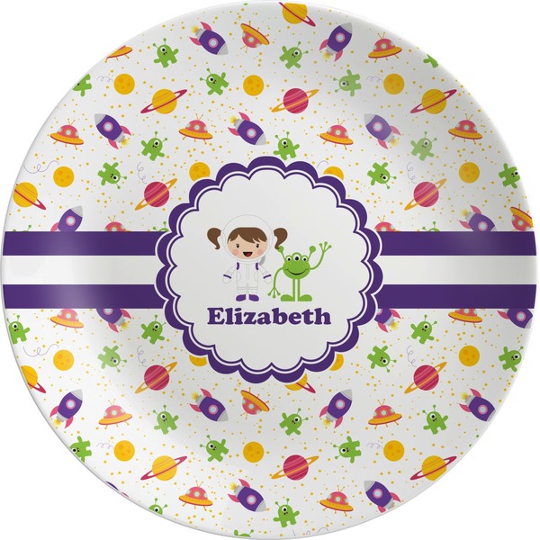 Custom Girls Space Themed Melamine Plate (Personalized)