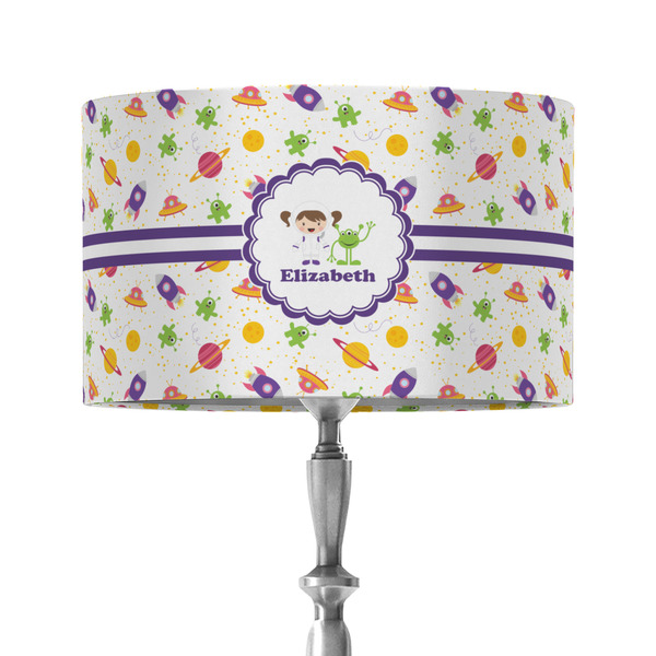 Custom Girls Space Themed 12" Drum Lamp Shade - Fabric (Personalized)