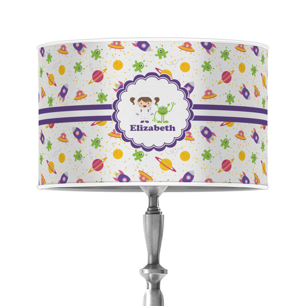 Custom Girls Space Themed 12" Drum Lamp Shade - Poly-film (Personalized)