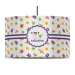 Girls Space Themed 12" Drum Pendant Lamp - Fabric (Personalized)