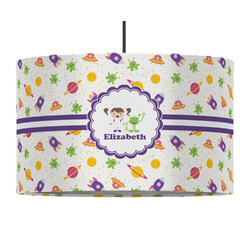 Girls Space Themed 12" Drum Pendant Lamp - Fabric (Personalized)