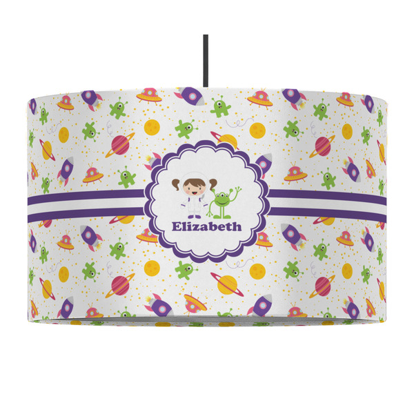 Girls Space Themed 12" Drum Lampshade - PENDANT (Fabric)