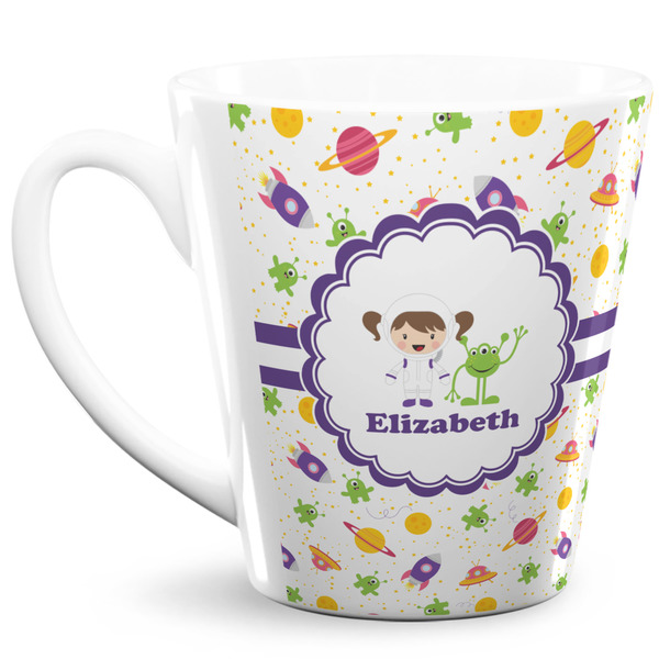 Custom Girls Space Themed 12 Oz Latte Mug (Personalized)