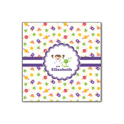 Girls Space Themed Wood Print - 12x12 (Personalized)