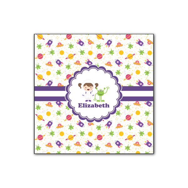 Custom Girls Space Themed Wood Print - 12x12 (Personalized)