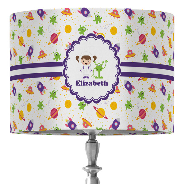 Custom Girls Space Themed 16" Drum Lamp Shade - Fabric (Personalized)