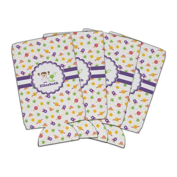 Custom Girls Space Themed Can Cooler (16 oz) - Set of 4 (Personalized)