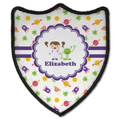 Girls Space Themed Iron On Shield Patch B w/ Name or Text
