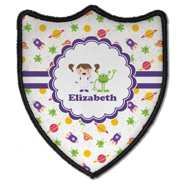 Custom Girls Space Themed Iron On Shield Patch B w/ Name or Text