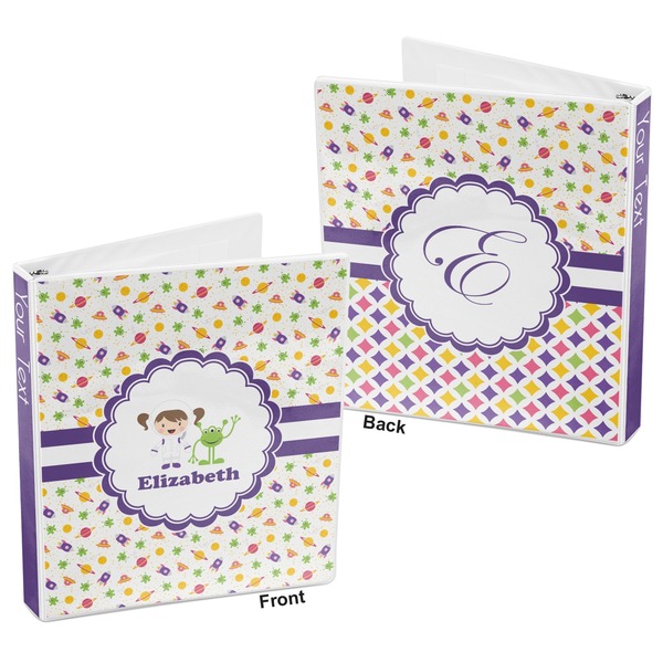 Girls Space Themed 3-Ring Binder Front and Back
