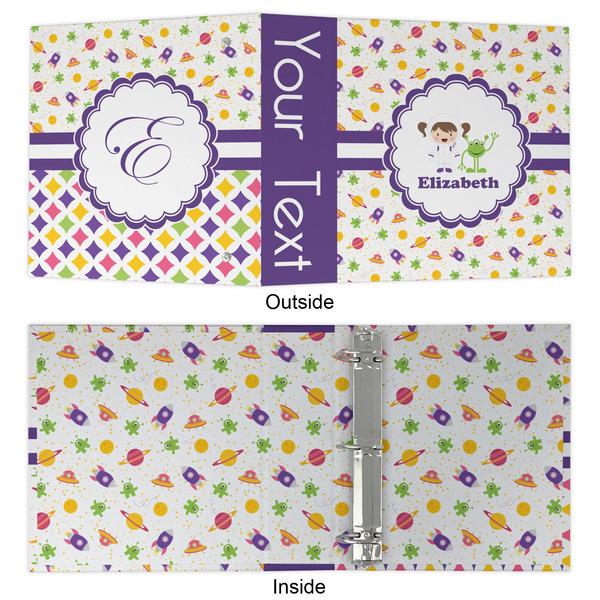 Girls Space Themed 3 Ring Binders - Full Wrap - 2" - APPROVAL