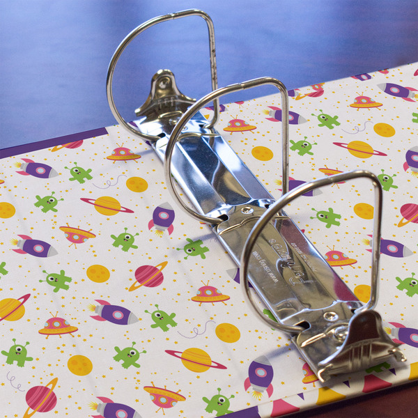 Girls Space Themed 3 Ring Binders - Full Wrap - 3" - DETAIL