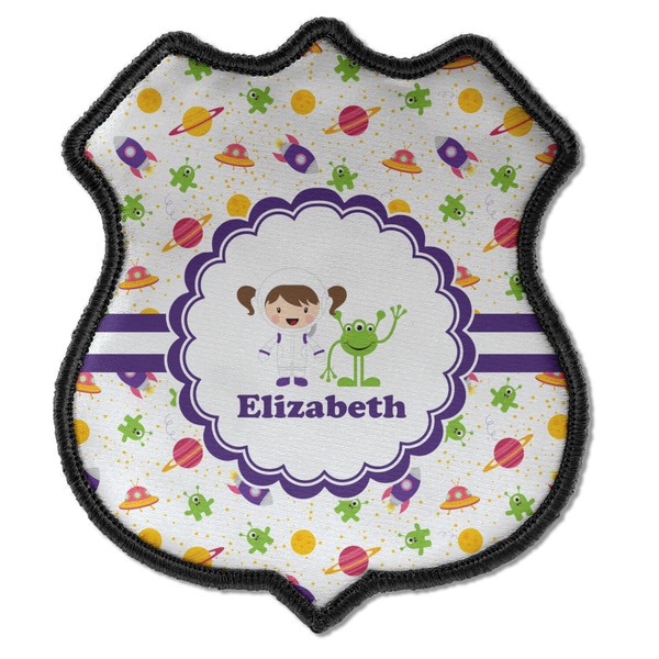 Custom Girls Space Themed Iron On Shield Patch C w/ Name or Text