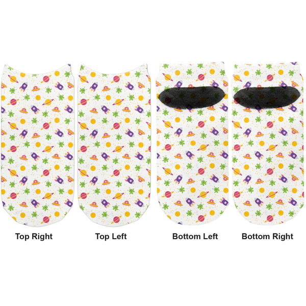 Girls Space Themed Adult Ankle Socks - Double Pair - Front and Back - Apvl