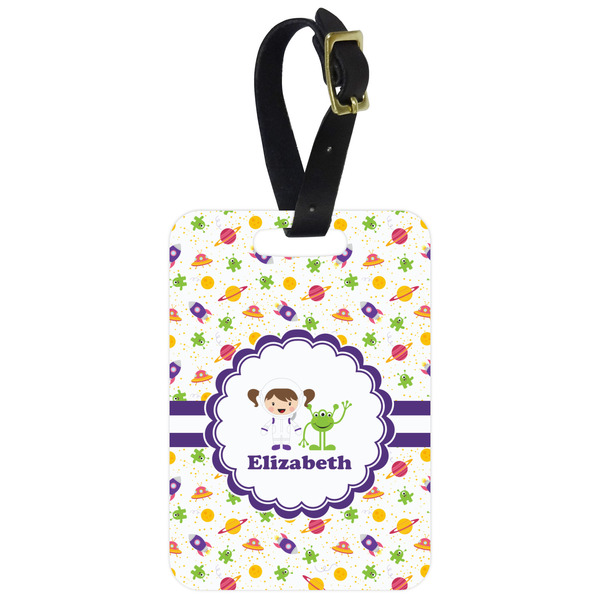 Custom Girls Space Themed Metal Luggage Tag w/ Name or Text