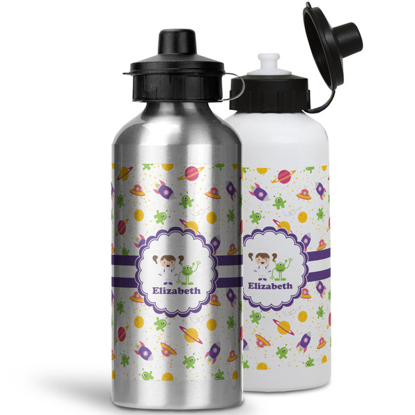Girls Space Themed Aluminum Water Bottles - MAIN (white &silver)