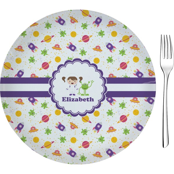 Custom Girls Space Themed 8" Glass Appetizer / Dessert Plates - Single or Set (Personalized)