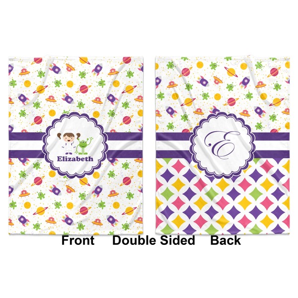 Girls Space Themed Baby Blanket (Double Sided - Printed Front and Back)