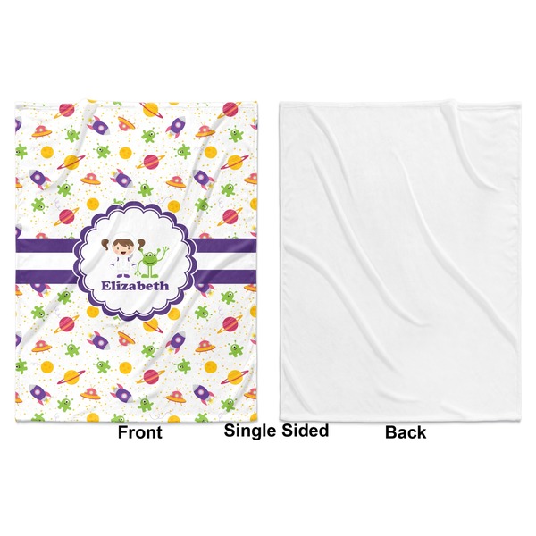 Girls Space Themed Baby Blanket (Single Side - Printed Front, White Back)