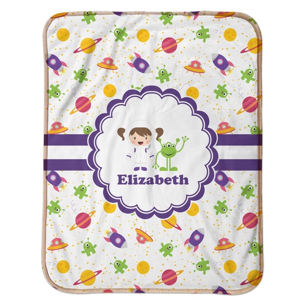 Girls Space Themed Baby Sherpa Blanket - Flat