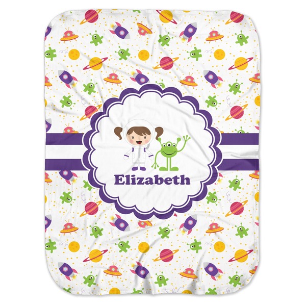 Custom Girls Space Themed Baby Swaddling Blanket (Personalized)