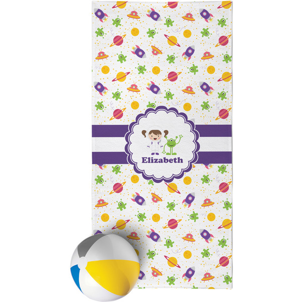 Custom Girls Space Themed Beach Towel (Personalized)