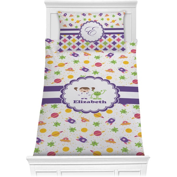 Custom Girls Space Themed Comforter Set - Twin (Personalized)