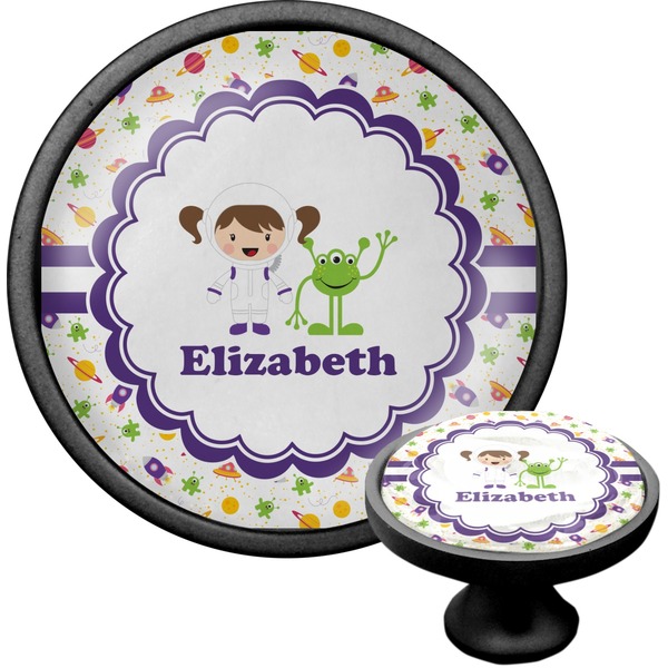 Custom Girls Space Themed Cabinet Knob (Black) (Personalized)
