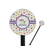 Girls Space Themed 5.5" Round Plastic Stir Sticks - Black - Single Sided (Personalized)