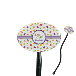 Girls Space Themed 7" Oval Plastic Stir Sticks - Black - Double Sided (Personalized)