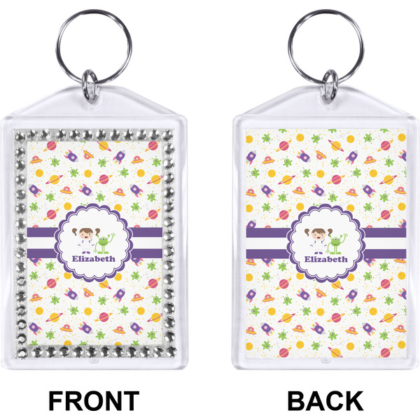 Girls Space Themed Bling Keychain (Front + Back)