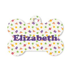 Girls Space Themed Bone Shaped Dog ID Tag - Small (Personalized)