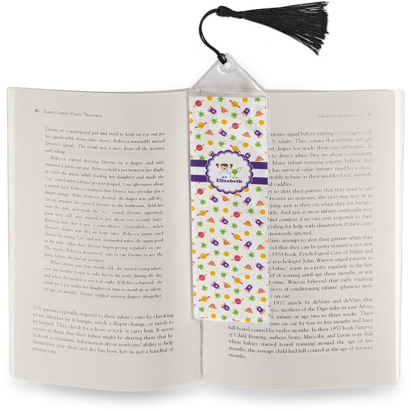 Girls Space Themed Bookmark with tassel - In book