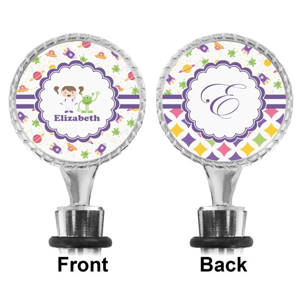 Girls Space Themed Bottle Stopper - Front and Back