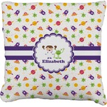Girls Space Themed Faux-Linen Throw Pillow 26" (Personalized)