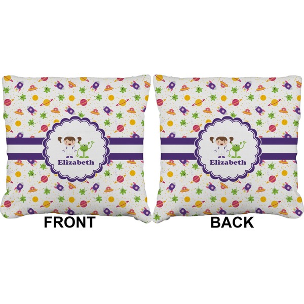 Girls Space Themed Burlap Pillow Approval