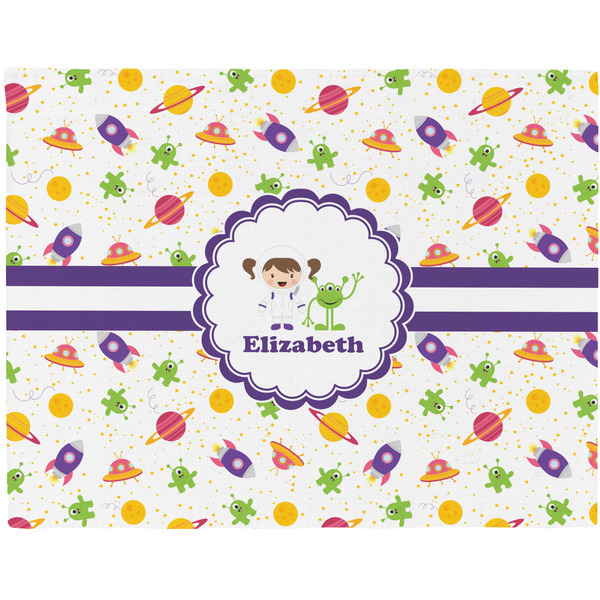 Custom Girls Space Themed Woven Fabric Placemat - Twill w/ Name or Text