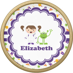 Girls Space Themed Cabinet Knob - Gold (Personalized)