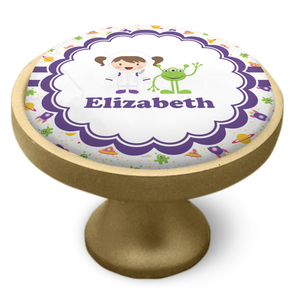 Girls Space Themed Cabinet Knob - Gold - Side